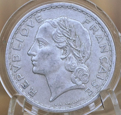 1940's 5 Franc French Coins - Excellent Condition - French Five Franc Coin - 5 Fr / 5 Francs - Light Metal- Great for gifts/jewelry
