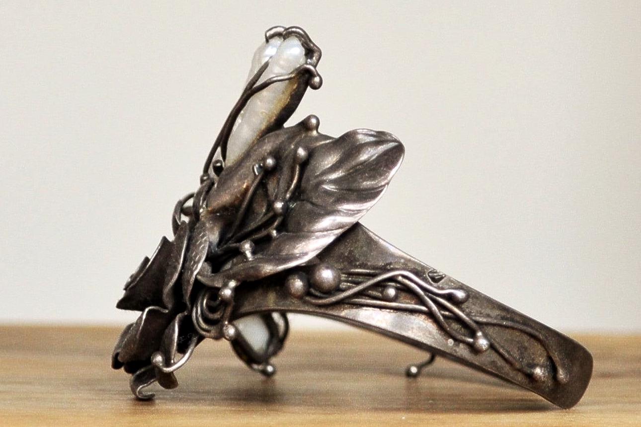 Hand Crafted Sterling Silver CFJ Floral Baroque Pearl Bracelet - Stamped and Tested Sterling Silver - Handmade Baroque Pearl Bracelet - Coll