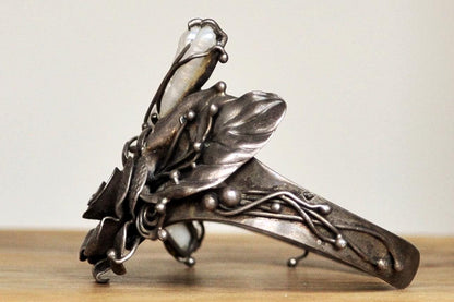 Hand Crafted Sterling Silver CFJ Floral Baroque Pearl Bracelet - Stamped and Tested Sterling Silver - Handmade Baroque Pearl Bracelet - Coll