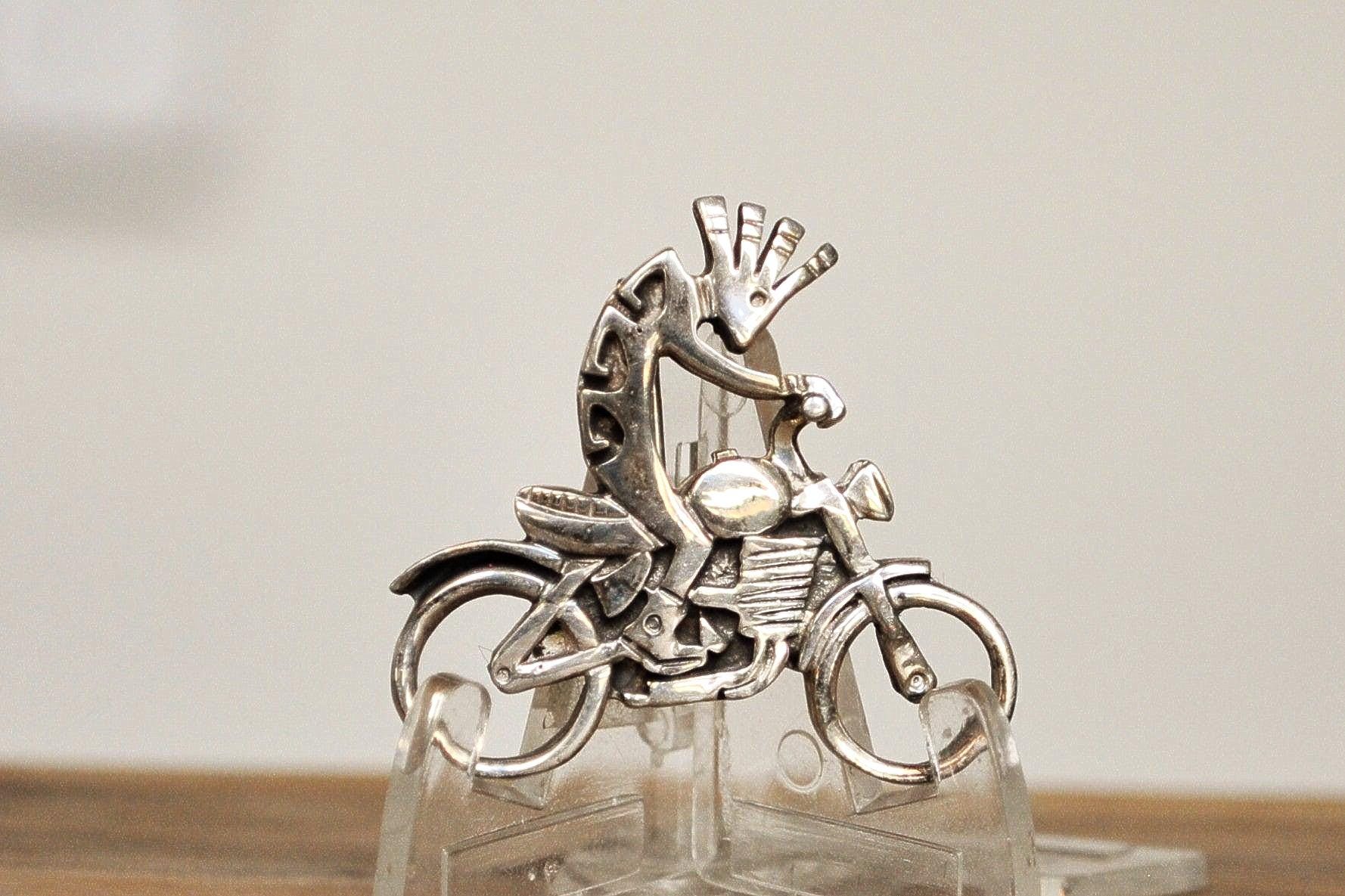Sterling Silver Native American Kokopelli Biker Pin - Stamped and Tested Sterling Silver - Rare Native American Deity Jewelry - Native Ameri