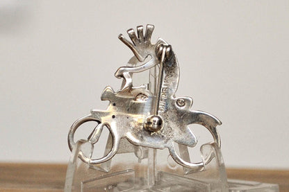 Sterling Silver Native American Kokopelli Biker Pin - Stamped and Tested Sterling Silver - Rare Native American Deity Jewelry - Native Ameri