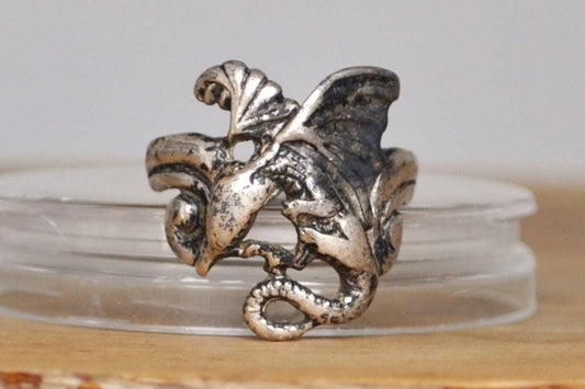 Sterling Silver Dragon Ring - Size 7 - Stamped and Tested Sterling Silver - Chipped Jewelry - Fixable