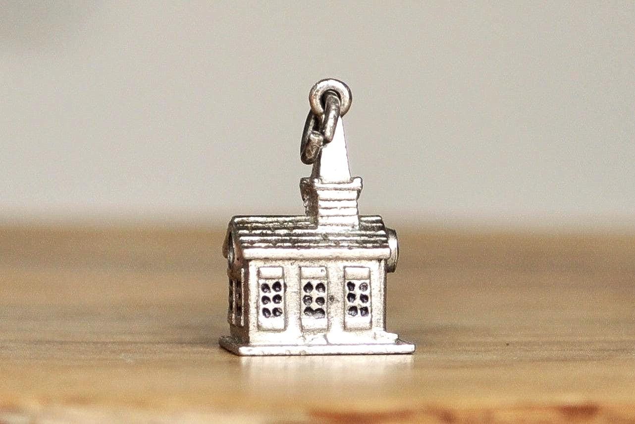 Sterling Silver Christian Church Charm - Tested Sterling Silver - Church and Steeple Charm