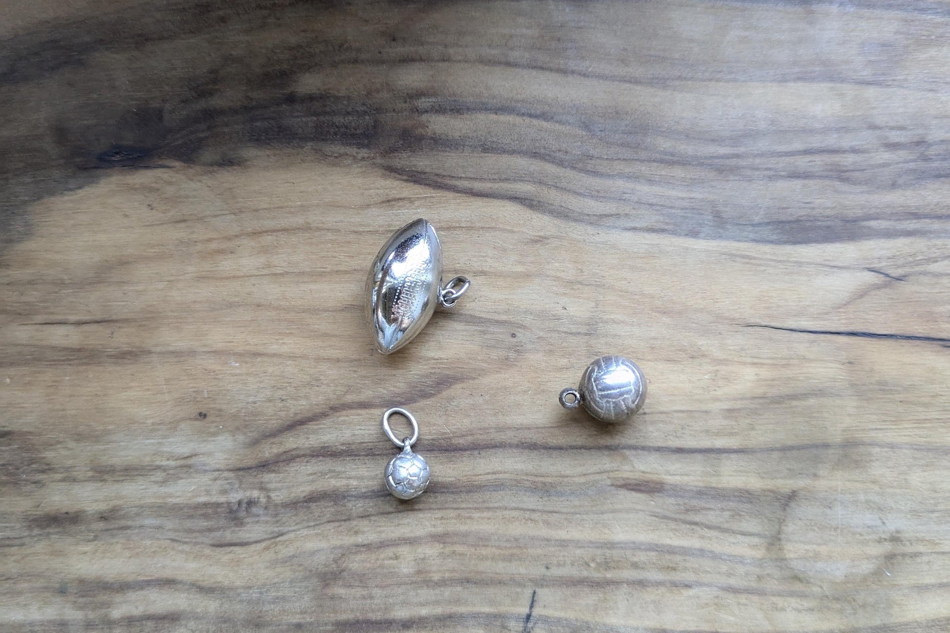 Set of Sterling Silver Sports Charm - Tested Sterling Silver - Volleyball, Football, Soccer