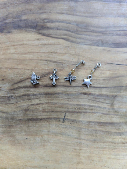 Set of Sterling Silver Spiritual Micro Charms - Stamped and Tested Sterling Silver - Religious/Spiritual Micro Charms