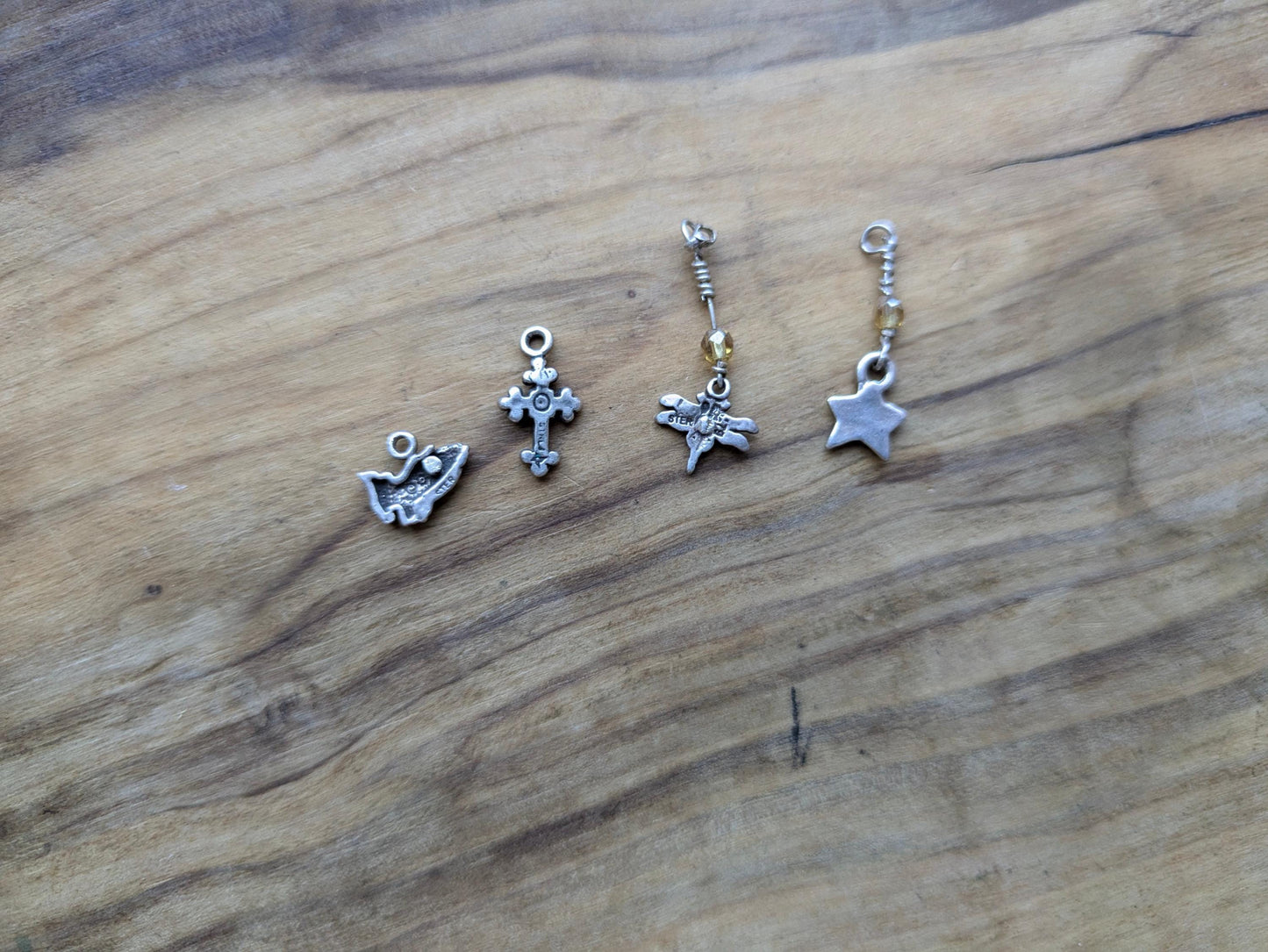 Set of Sterling Silver Spiritual Micro Charms - Stamped and Tested Sterling Silver - Religious/Spiritual Micro Charms