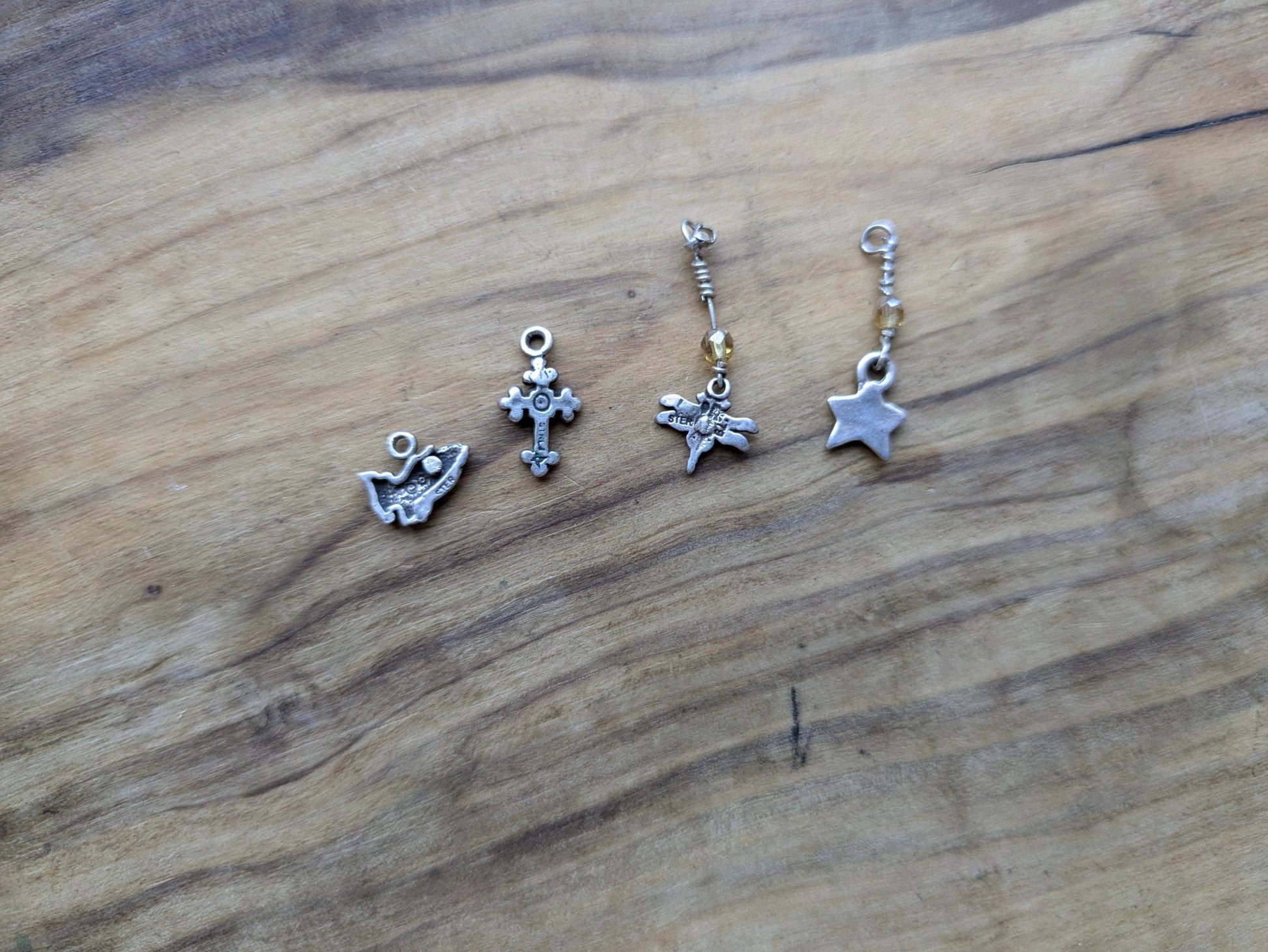 Set of Sterling Silver Spiritual Micro Charms - Stamped and Tested Sterling Silver - Religious/Spiritual Micro Charms