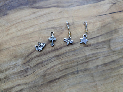 Set of Sterling Silver Spiritual Micro Charms - Stamped and Tested Sterling Silver - Religious/Spiritual Micro Charms