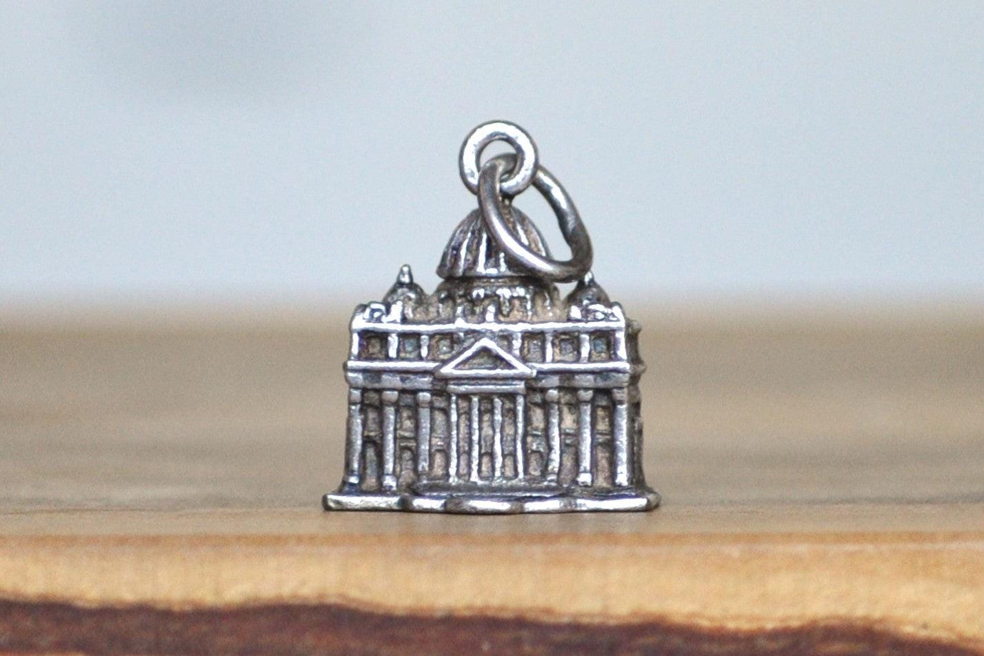 Vintage Continental Silver St Peters Basilica Charm - Stamped and Tested 800 Silver - Italian Silver Rome - Vatican City