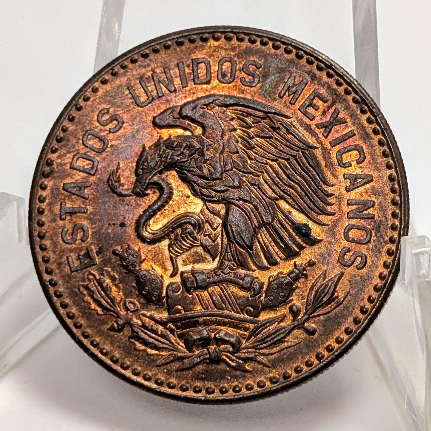Beautiful 1959 Mexico Fifty Centavos Cincuenta Bronze Cuauhtémoc Aztec Design AU UNC