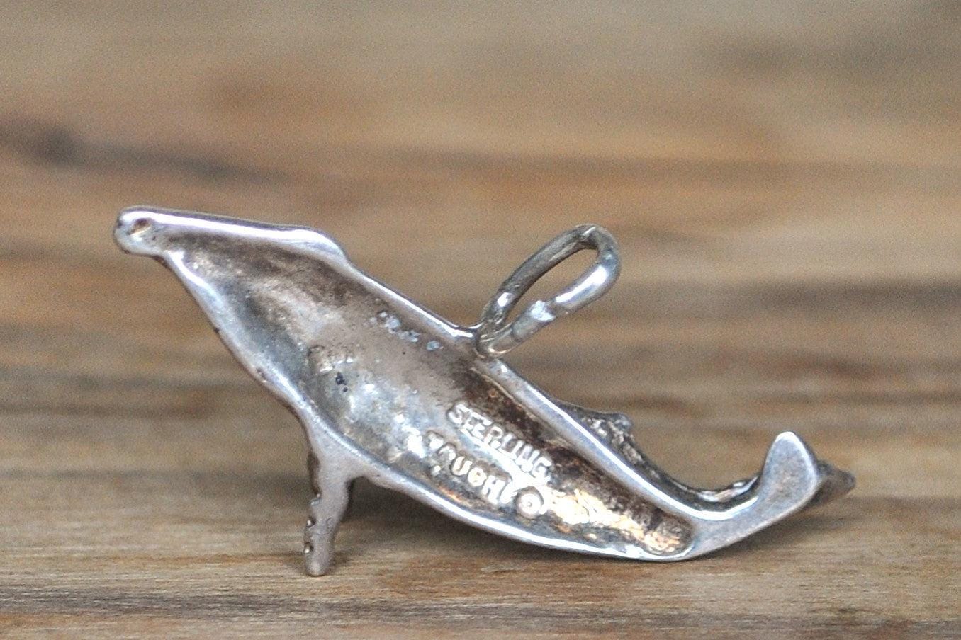 Sterling Silver Humpback Whale Charm - Stamped and Tested Sterling Silver - Rare 925 Humpback Charm