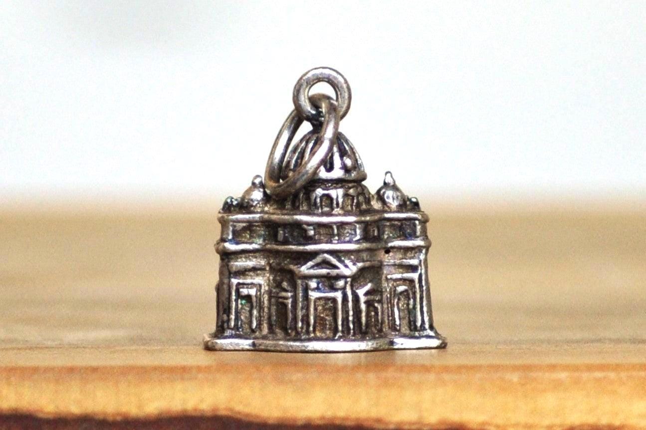 Vintage Continental Silver St Peters Basilica Charm - Stamped and Tested 800 Silver - Italian Silver Rome - Vatican City