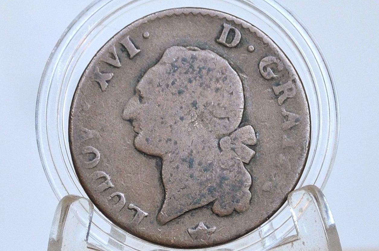 1790 1 Sol France - Great Condition - Louis XVI Coin - Old French Coin - 1790 French Copper Coin Livre Tournois -