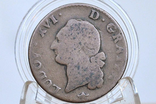 1790 1 Sol France - Great Condition - Louis XVI Coin - Old French Coin - 1790 French Copper Coin Livre Tournois -