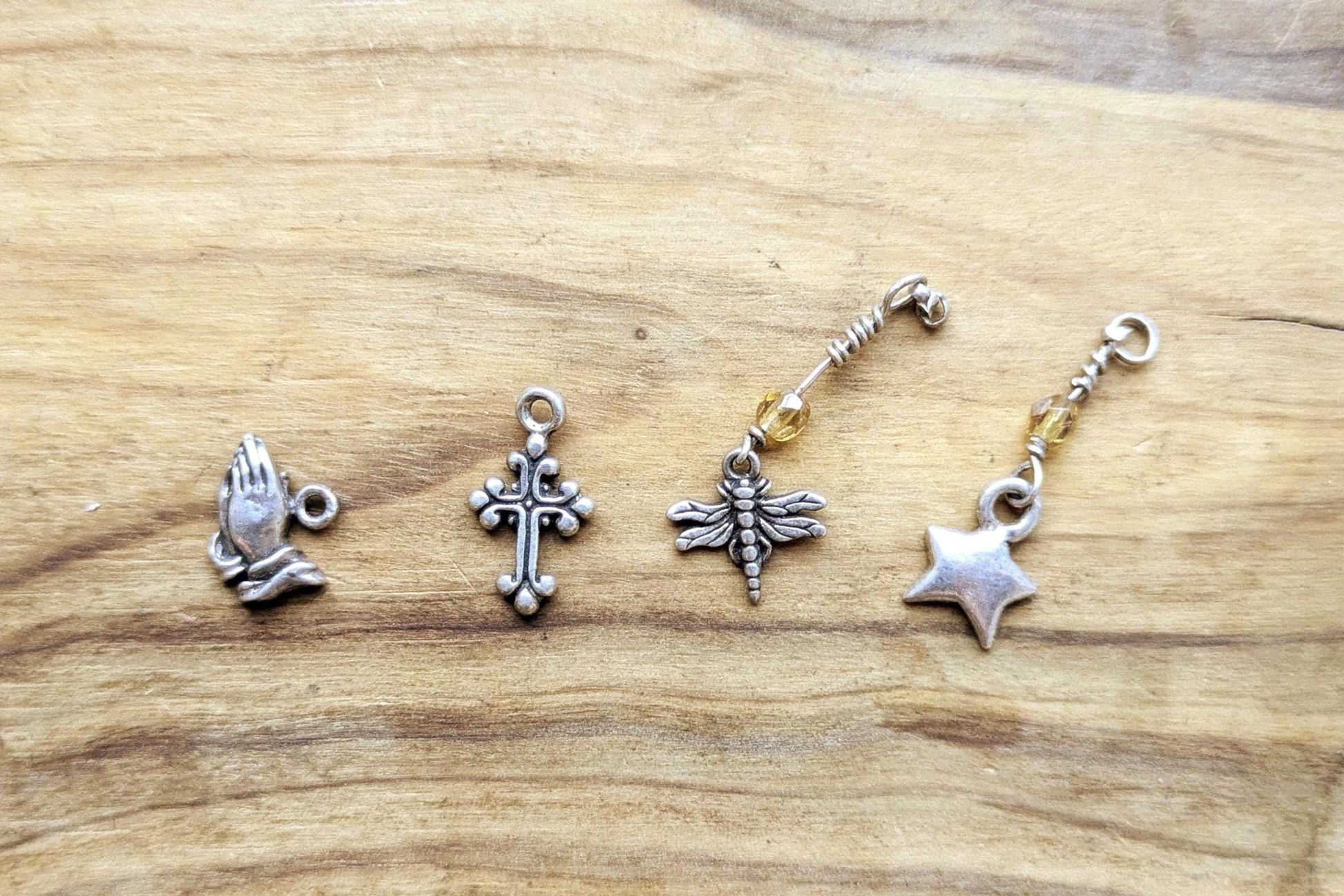 Set of Sterling Silver Spiritual Micro Charms - Stamped and Tested Sterling Silver - Religious/Spiritual Micro Charms