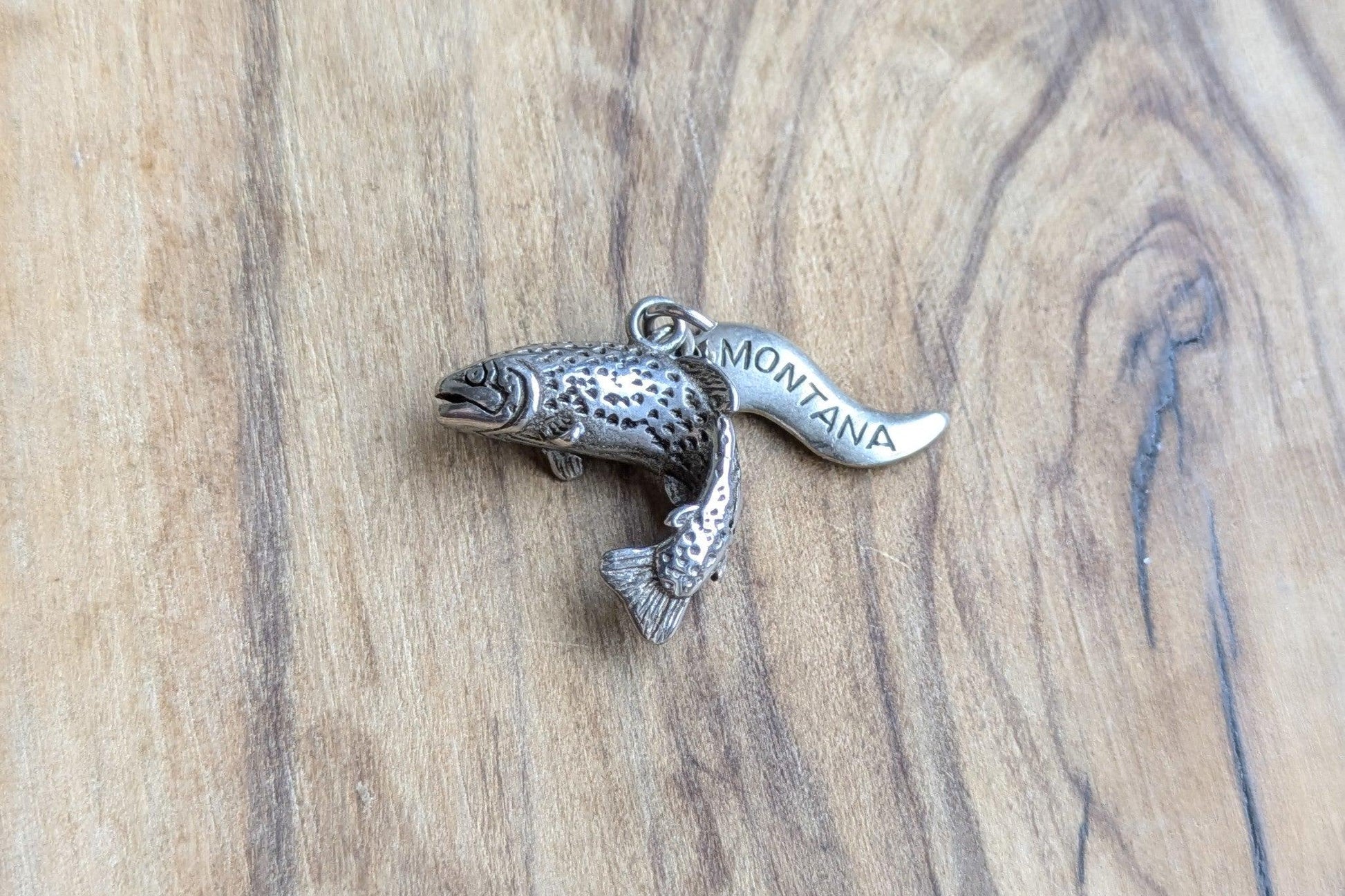 Sterling Silver Montana Rainbow Trout Charm - Tested Sterling Silver - Montana Fishing Charm