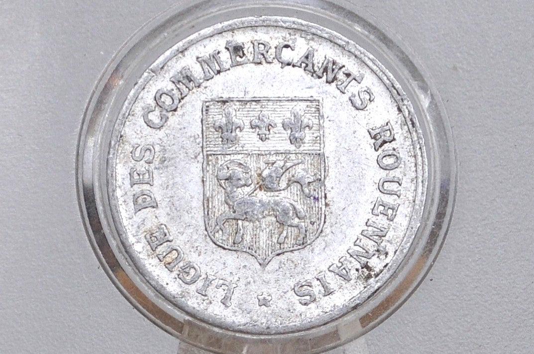 1920 France Commune of Rouen 10 Centimes Emergency Coinage - Great Condition, Aluminum - Department of Seine -
