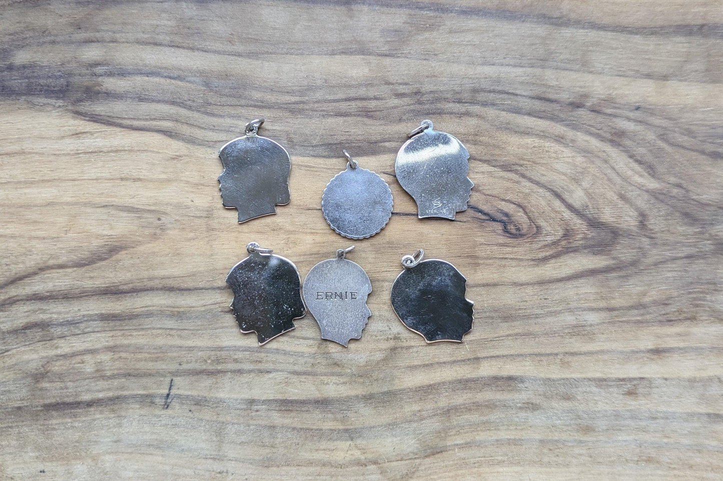 Set of Sterling Silver Head Portrait Charms - Stamped and Tested Sterling Silver - Children Profile Charms