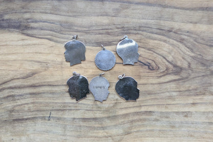 Set of Sterling Silver Head Portrait Charms - Stamped and Tested Sterling Silver - Children Profile Charms