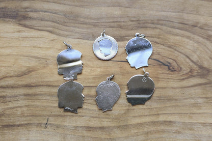 Set of Sterling Silver Head Portrait Charms - Stamped and Tested Sterling Silver - Children Profile Charms