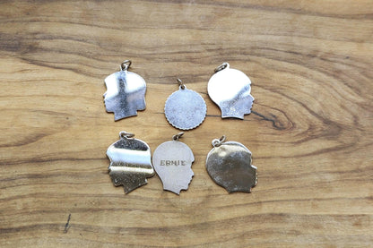 Set of Sterling Silver Head Portrait Charms - Stamped and Tested Sterling Silver - Children Profile Charms
