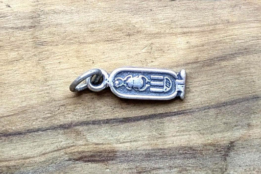 Sterling Silver Ancient Egyptian Scarab Charm - Stamped and Tested Sterling Silver - Egyptian Cartouche pendant