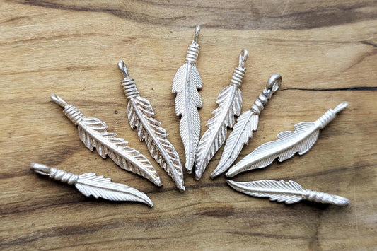 Set of Sterling Silver Native American Feather Charms - Tested Sterling Silver - Varying Sizes