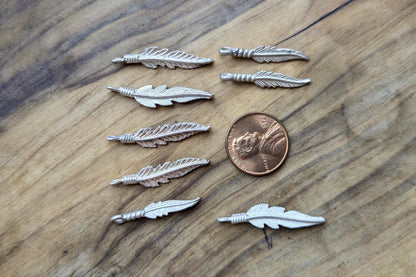 Set of Sterling Silver Native American Feather Charms - Tested Sterling Silver - Varying Sizes