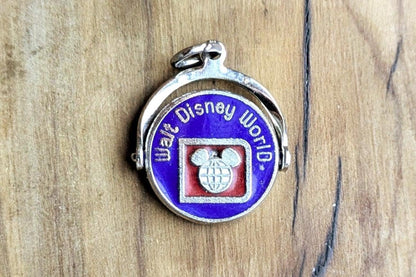 Sterling Silver Walt Disney World Florida Circle Spinner Charm - Stamped "Disney Prods" & "Sterling" - Collectible Vintage Disney Charm!