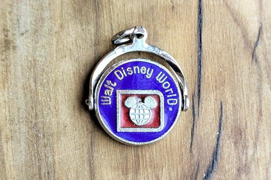 Sterling Silver Walt Disney World Florida Circle Spinner Charm - Stamped "Disney Prods" & "Sterling" - Collectible Vintage Disney Charm!