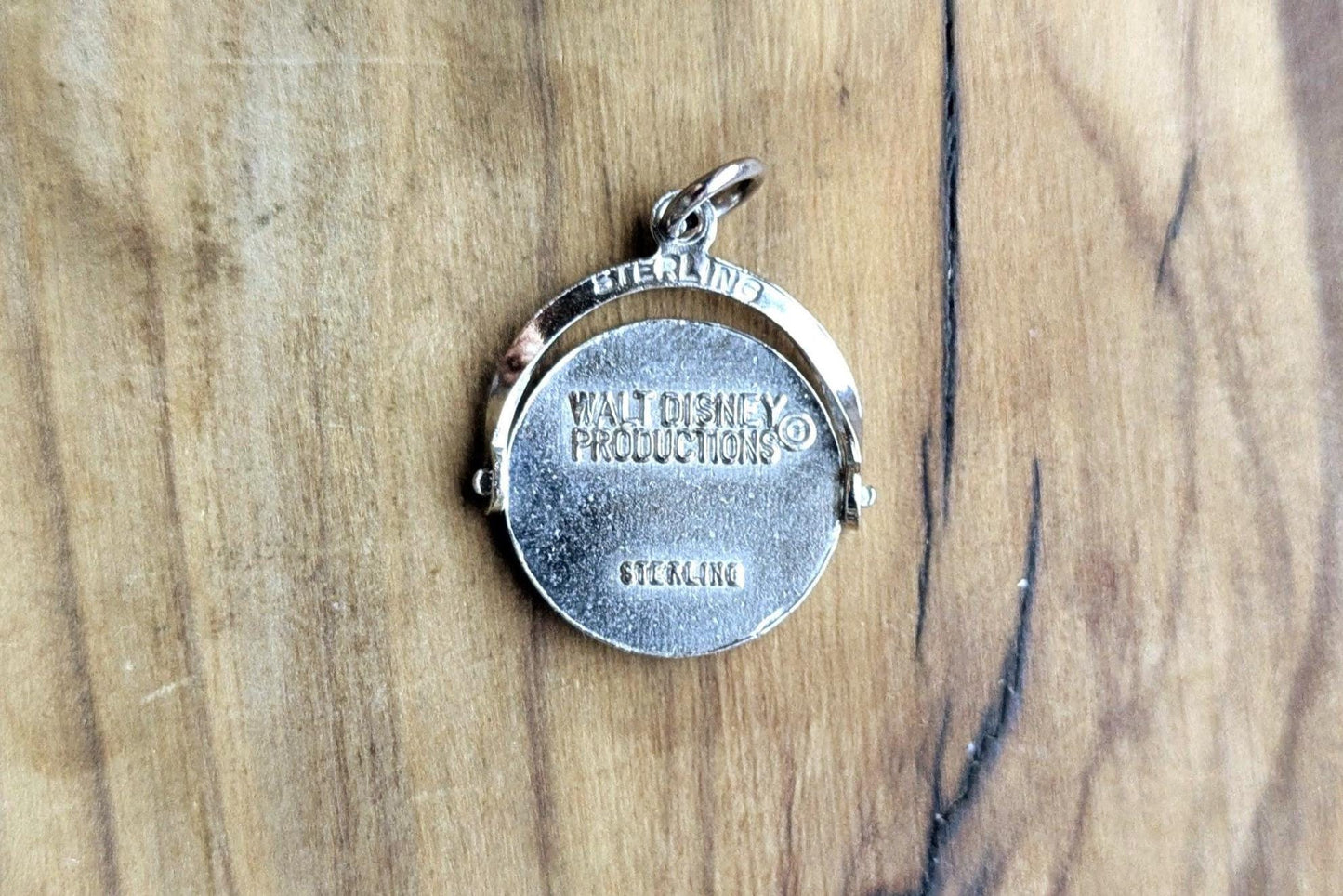 Sterling Silver Walt Disney World Florida Circle Spinner Charm - Stamped "Disney Prods" & "Sterling" - Collectible Vintage Disney Charm!