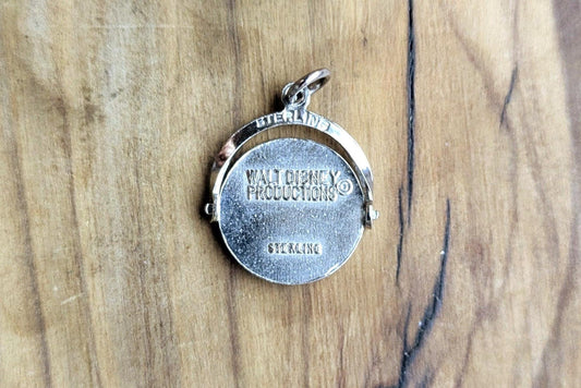 Sterling Silver Walt Disney World Florida Circle Spinner Charm - Stamped "Disney Prods" & "Sterling" - Collectible Vintage Disney Charm!