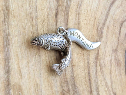 Sterling Silver Montana Rainbow Trout Charm - Tested Sterling Silver - Montana Fishing Charm