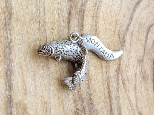 Sterling Silver Montana Rainbow Trout Charm - Tested Sterling Silver - Montana Fishing Charm