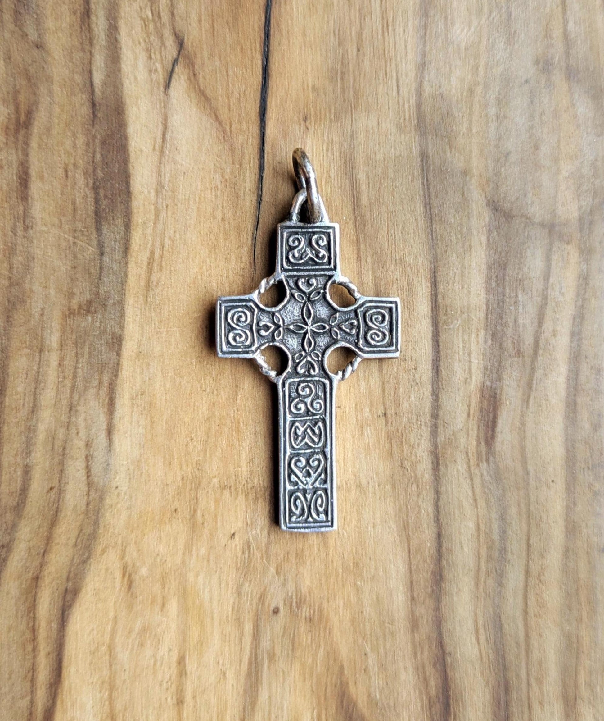 Sterling Silver Celtic Cross Charm - Stamped and Tested Sterling Silver - Celtic Runes Crucifix Pendant