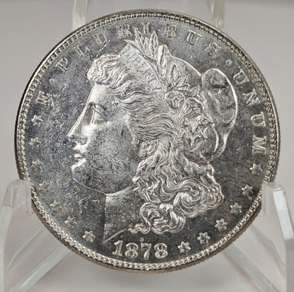 Stunning 1878 Proof-Like Morgan Silver Dollar 7 TF Tail Feathers First Year of Issue Mirror-Like Finish