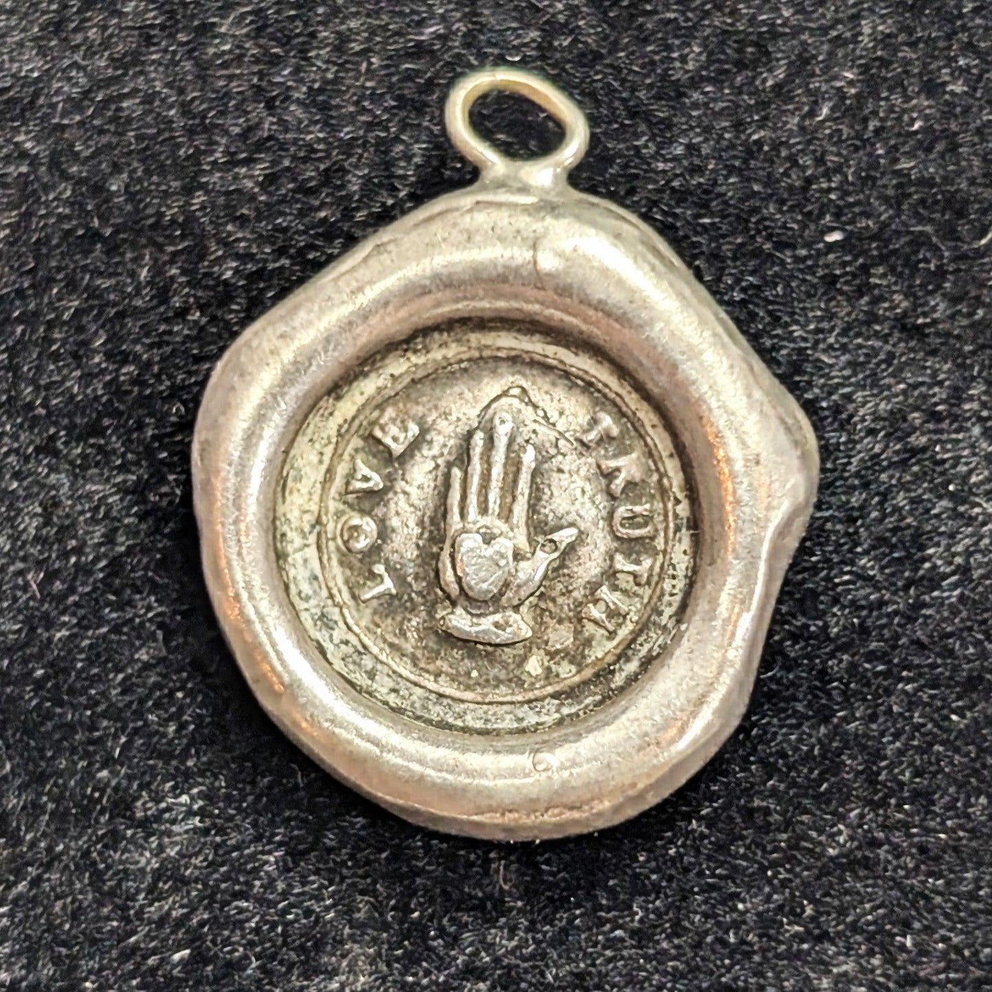 Sterling Irish SWALK 1800's Wax Seal Truth Love Charm Pendant 4 Grams 925 Silver