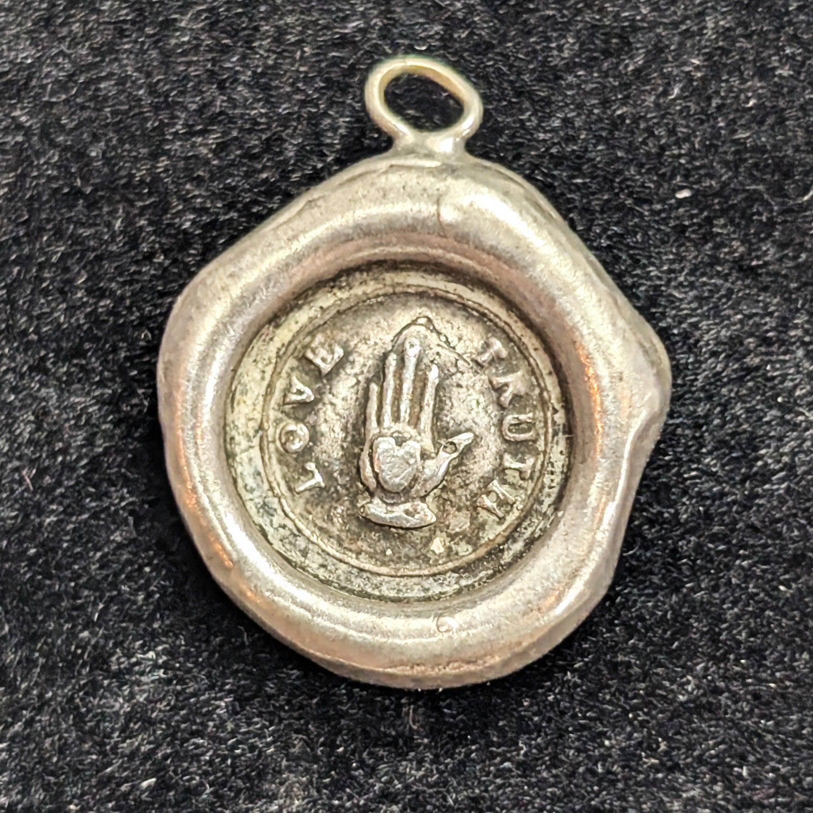 Sterling Irish SWALK 1800's Wax Seal Truth Love Charm Pendant 4 Grams 925 Silver