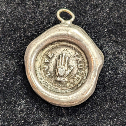 Sterling Irish SWALK 1800's Wax Seal Truth Love Charm Pendant 4 Grams 925 Silver
