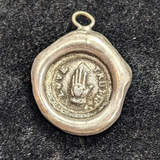 Sterling Irish SWALK 1800's Wax Seal Truth Love Charm Pendant 4 Grams 925 Silver