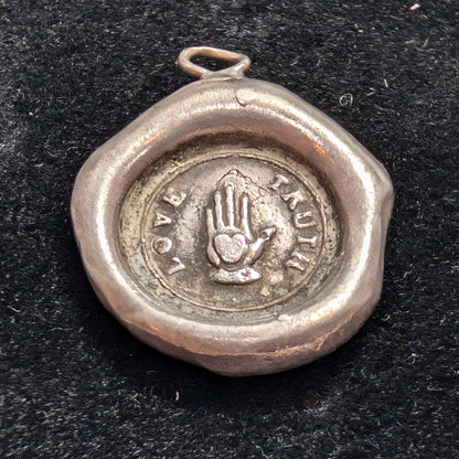 Sterling Irish SWALK 1800's Wax Seal Truth Love Charm Pendant 4 Grams 925 Silver