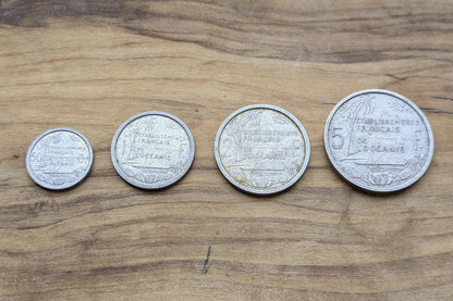 1949 & 52 French Oceania Franc Coin Set - XF/AU Condition - Aluminum - 1940s Franc - French Overseas Territory -