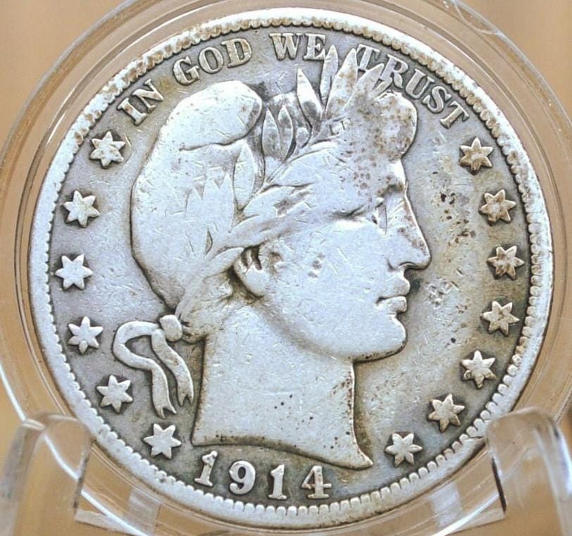 1914-S Barber Silver Half Dollar - Choose by Grade / Condition - San Francisco Mint - 1914S Half Dollar 1914 S Barber 50 Cent Coin 1914 US