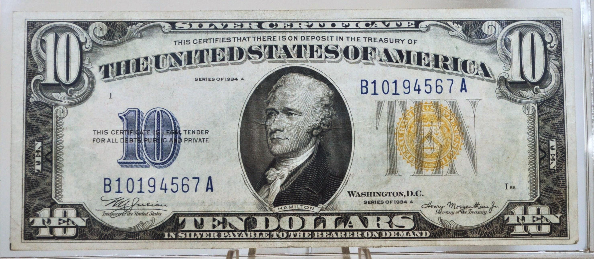 1934-A 10 Dollar North Africa Silver Certificate Yellow Seal - Choose by Grade - 1934 North Africa Ten Dollar Silver Cert 1934 Fr#2309