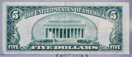 1953A US Legal Tender 5 Dollar Banknote - Fancy Quad Repeating Serial Number - 35111196 - 1953-A Red Seal Five Dollar Note - Fr.1533