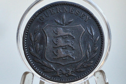 1889 Guernsey 8 Doubles - VF/XF Grade / Condition - Rare Coin, Only 222k Minted! Guernsey Coins