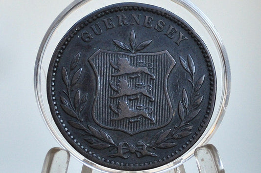 1889 Guernsey 8 Doubles - VF/XF Grade / Condition - Rare Coin, Only 222k Minted! Guernsey Coins