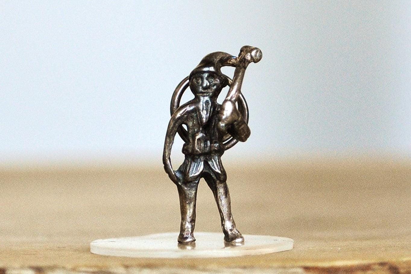 Sterling Silver Working Gnome Figurine Charm - Tested Sterling Silver - Fairy Gnome Fantasy Charm