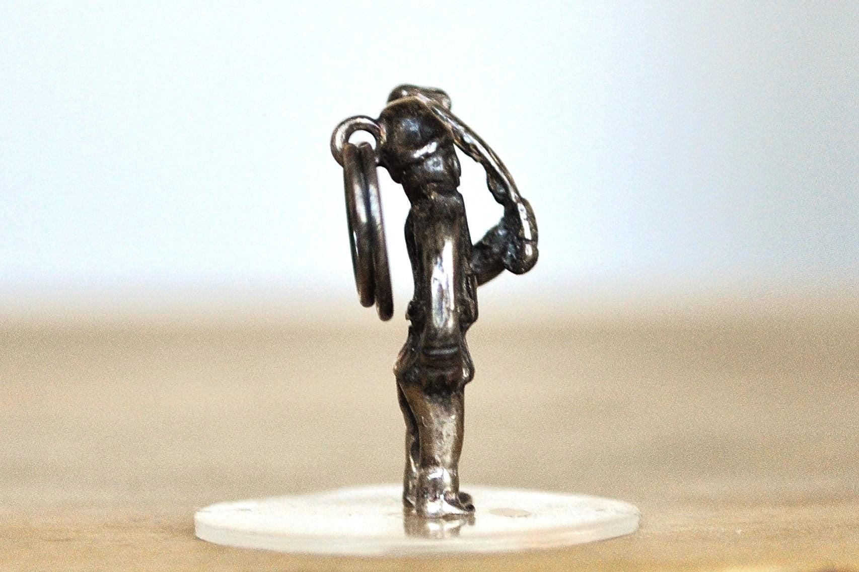 Sterling Silver Working Gnome Figurine Charm - Tested Sterling Silver - Fairy Gnome Fantasy Charm