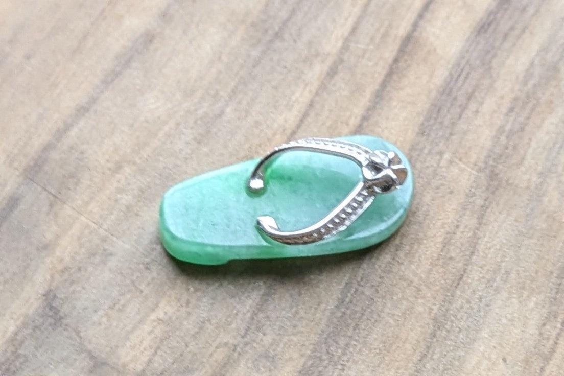 Sterling Silver Jade Sole Sandal Charm - Tested Sterling Silver - Small Slipper/Flip-Flop Charm